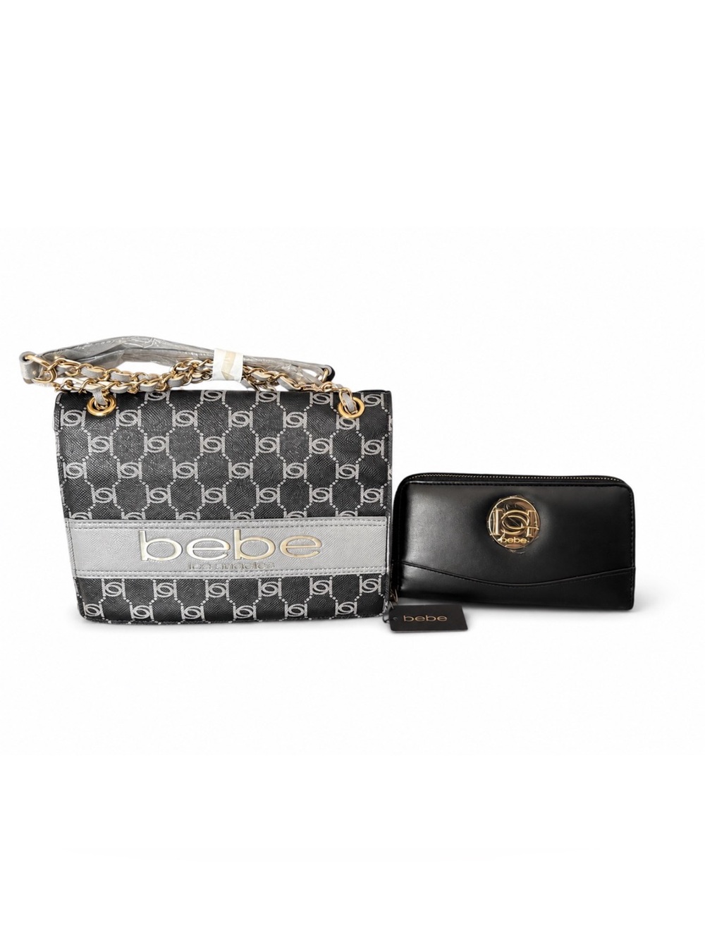 Bebe Serena Monogram Shoulder Bag & Bebe Melendy Zip Around Wallet